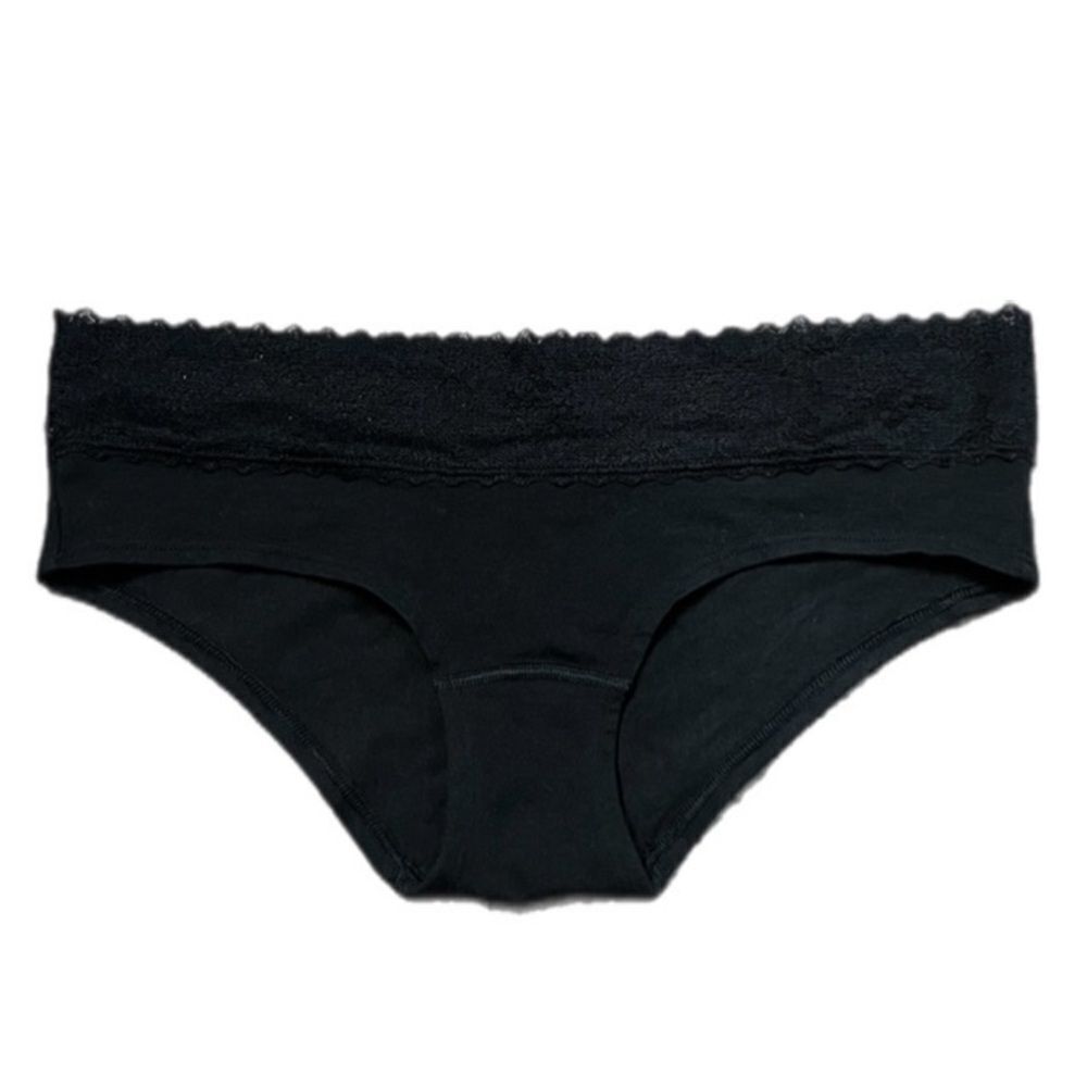 Victorias Secret Pink Cotton Extra Low Rise Cotton lace Hipster Panty black M